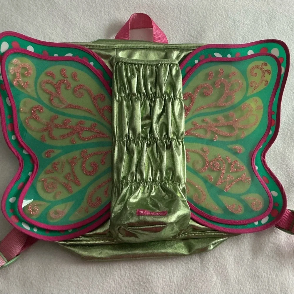 American Girl fairy wings backpack sparkling green and pink good condition